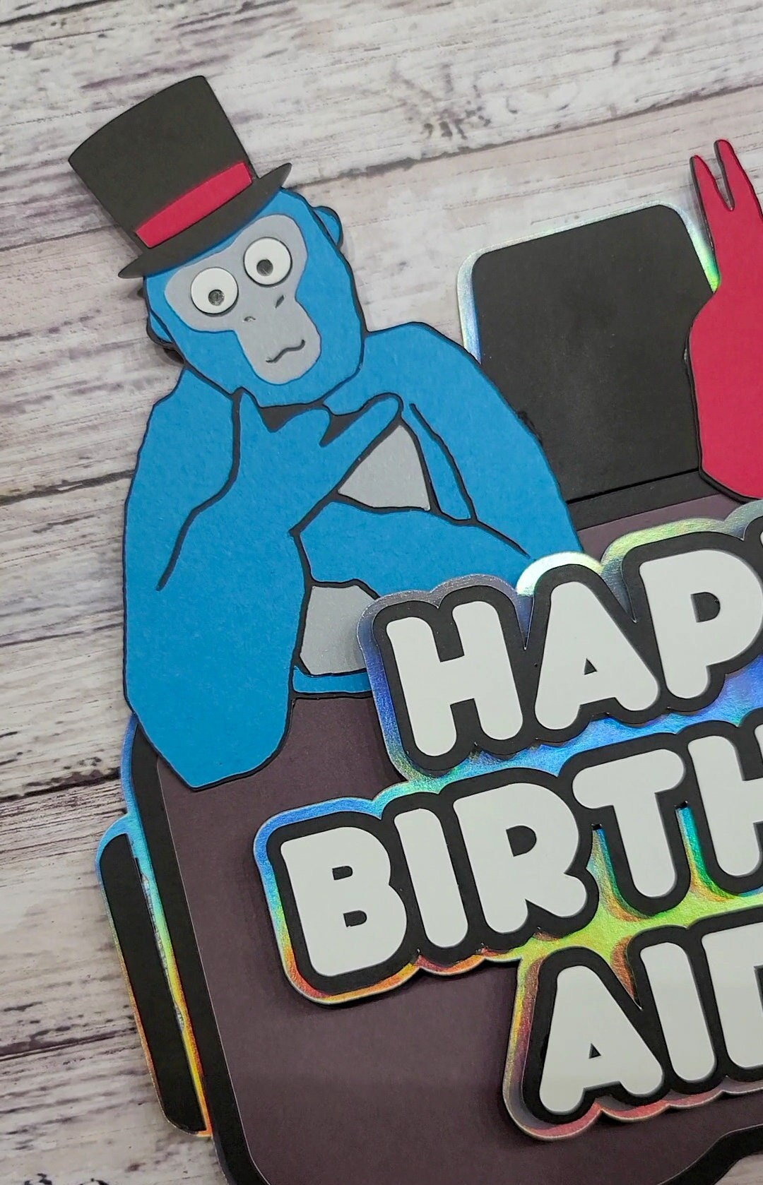 Gorilla monkey Tag VR game cake topper for birthday party